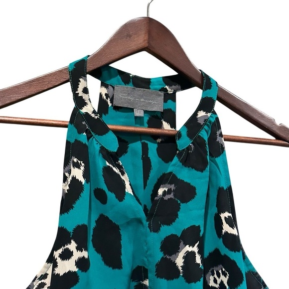 Anthropologie Sunday In Brooklyn Green Cheetah Print Sleeveless Blouse Small - Picture 4 of 8